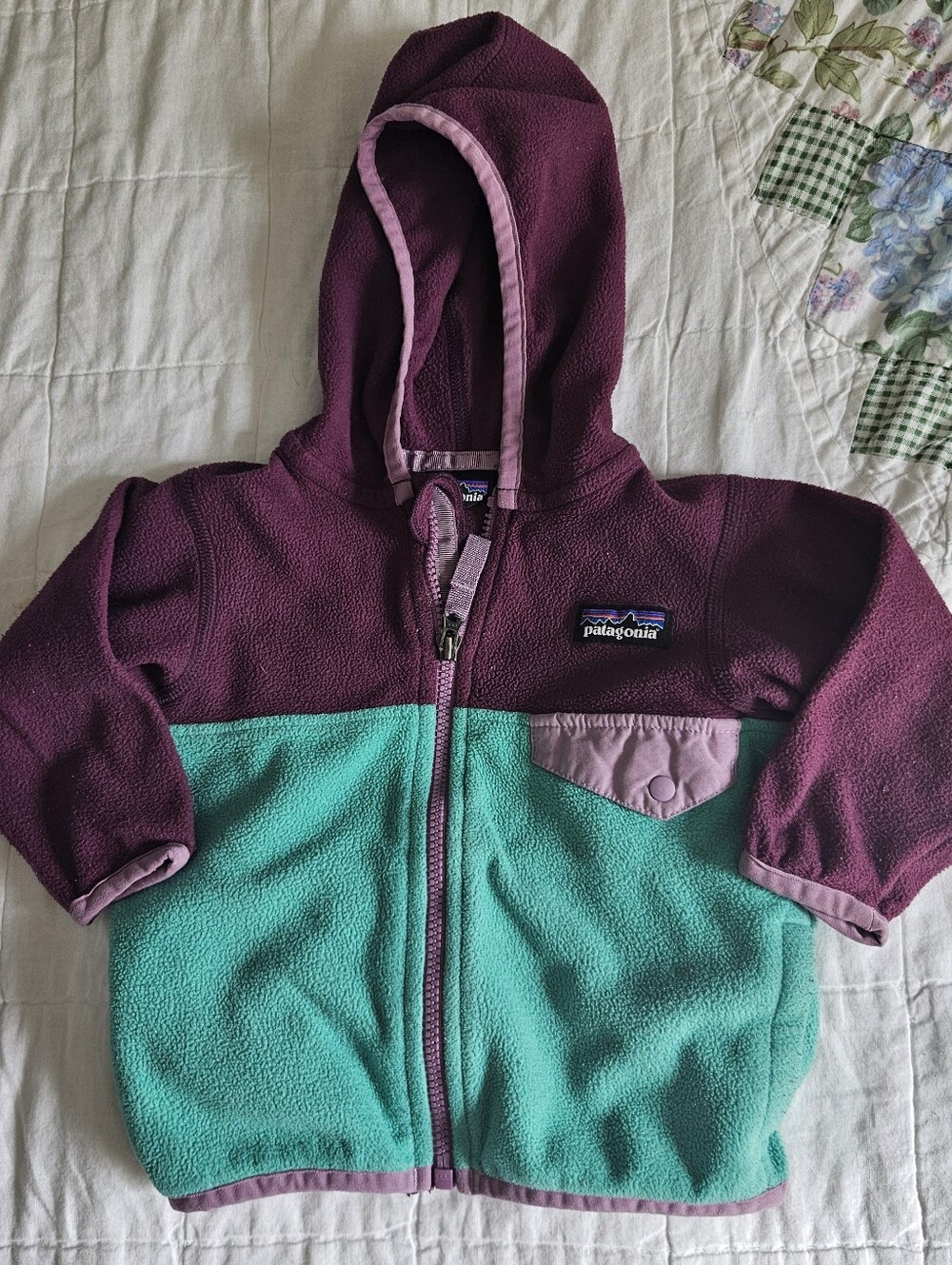 Patagonia Fleece Baby Zip Hooded 3-6 Mos Fall Outdoor Unisex